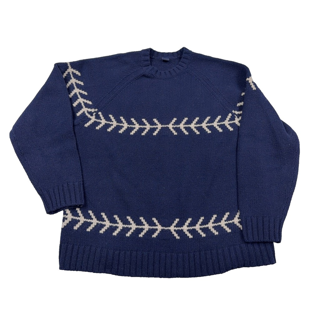 Gap Sweater Men XXL 2XL Navy Blue Lambs Wool Knit Crewneck Chunky Bulky VTG Y2K